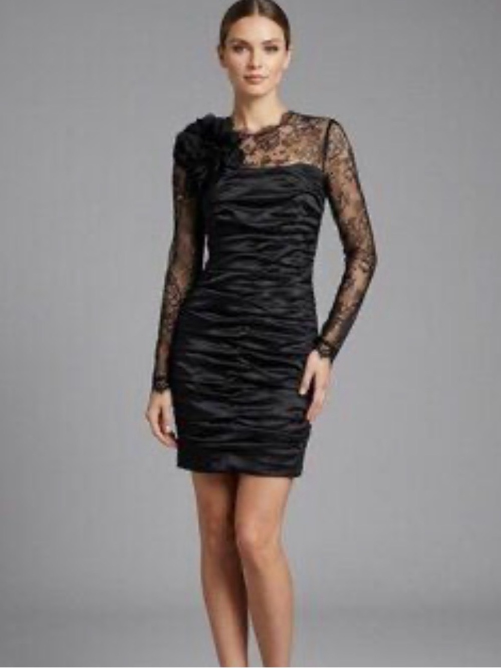 Vintage Lace Sleeve Black Jessica McClintock Dress VTG Sz 12 Current 6ish Prom